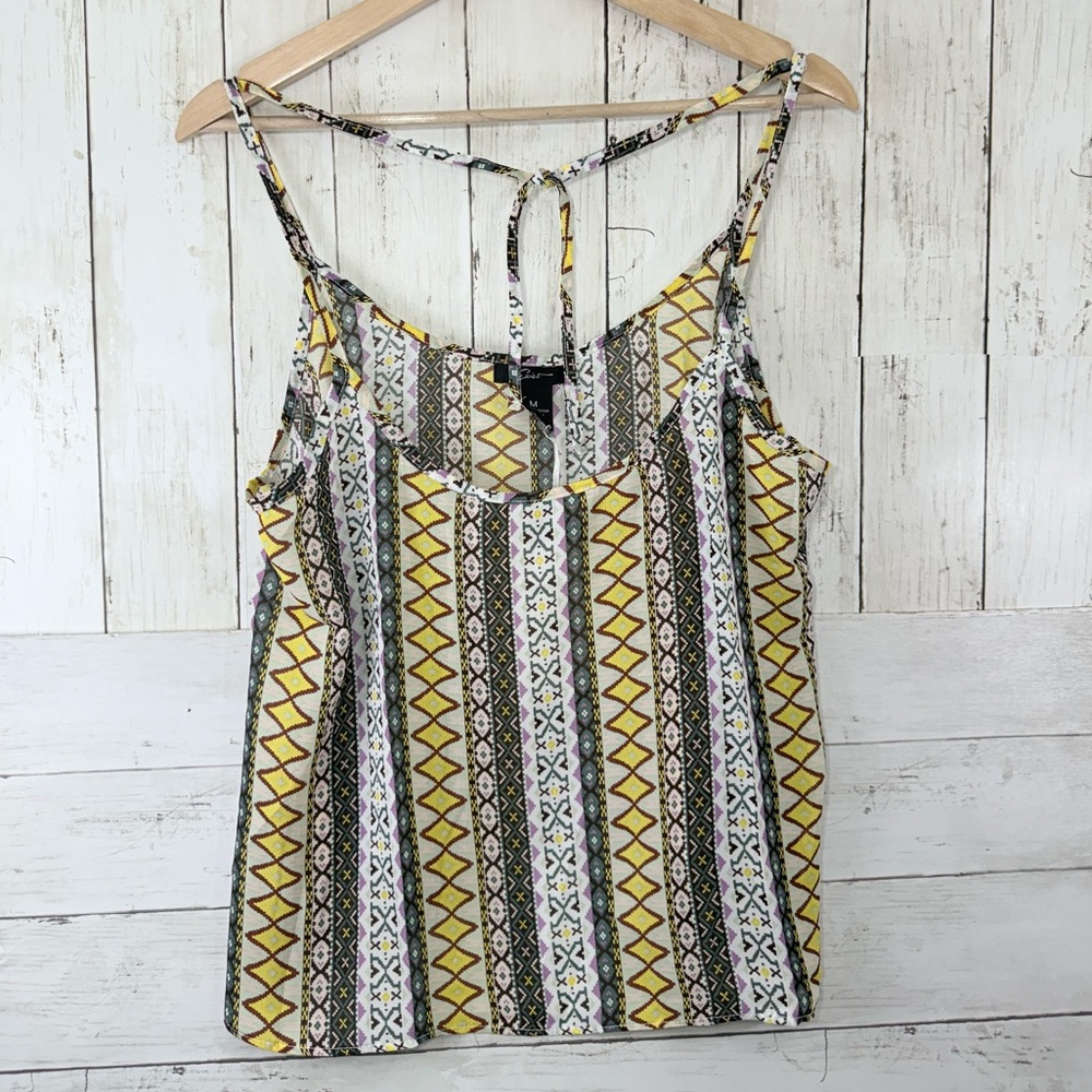 New Exist Sheer Boho Summer Spaghetti Straps Crop Top Women Size M Bohemian